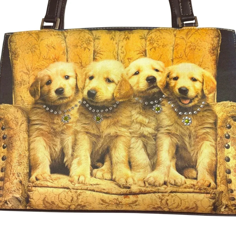 Golden Retriever Puppy Print Tote Bag Dog Lover Purse